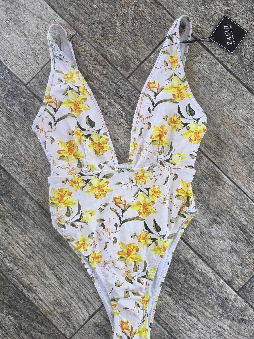 New ZAFUL Floral V Neck One-Piece Swimsuit Sz Small 4